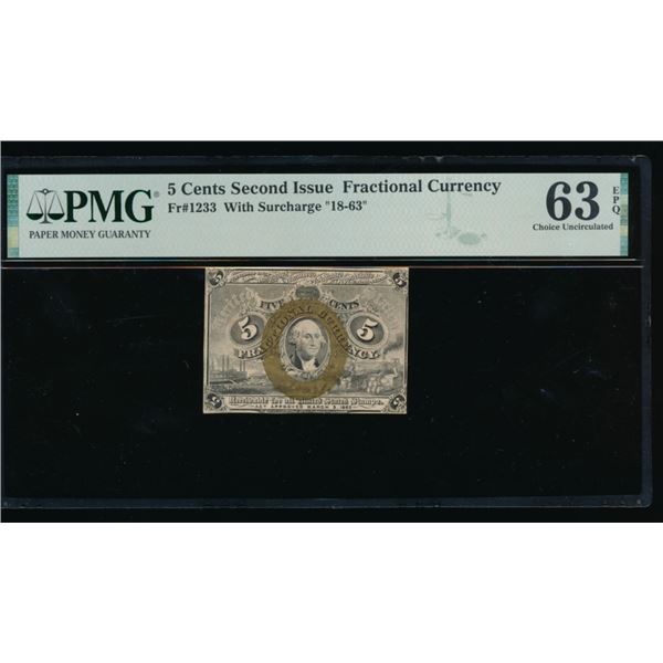 5 Cent Second Issue Fractional PMG 63EPQ