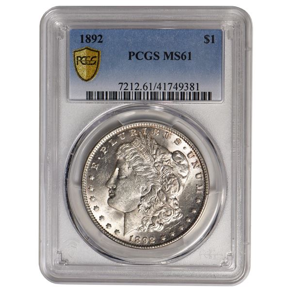 1892 $1 Morgan Silver Dollar PCGS MS61