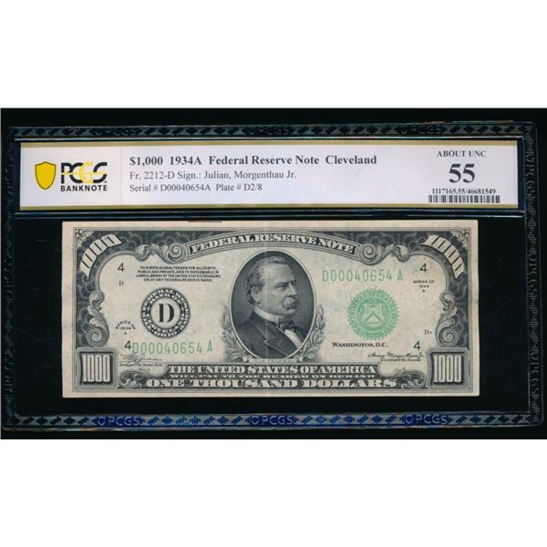 1934A $1000 Cleveland FRN PCGS 55