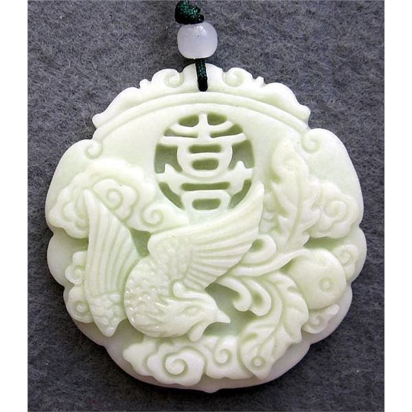 Jade 285cts Real Jade XI Lucky Phoenix Dragon Amulet Pendant