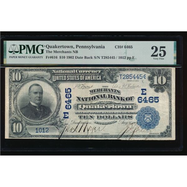 1902 $10 Quakertown PA National PMG 25