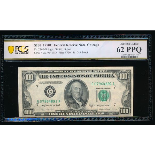 1950C $100 Chicago FRN PCGS 62PPQ