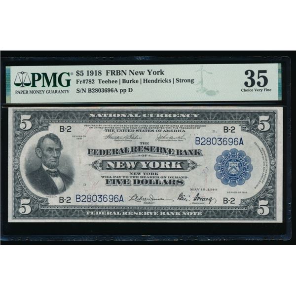 1918 $5 New York FRN PMG 35