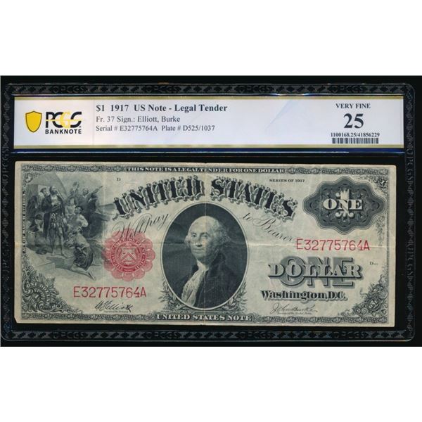 1917 $1 Legal Tender Note PCGS 25