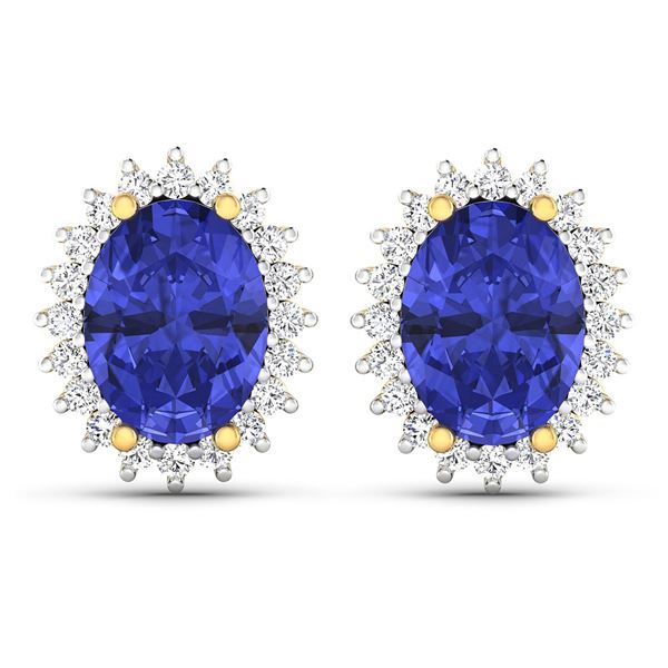 14KT Yellow Gold 2.18ctw Tanzanite and Diamond Earrings