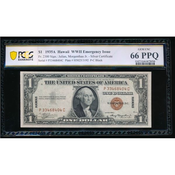 1935A $1 Hawaii Silver Certificate PCGS 66PPQ