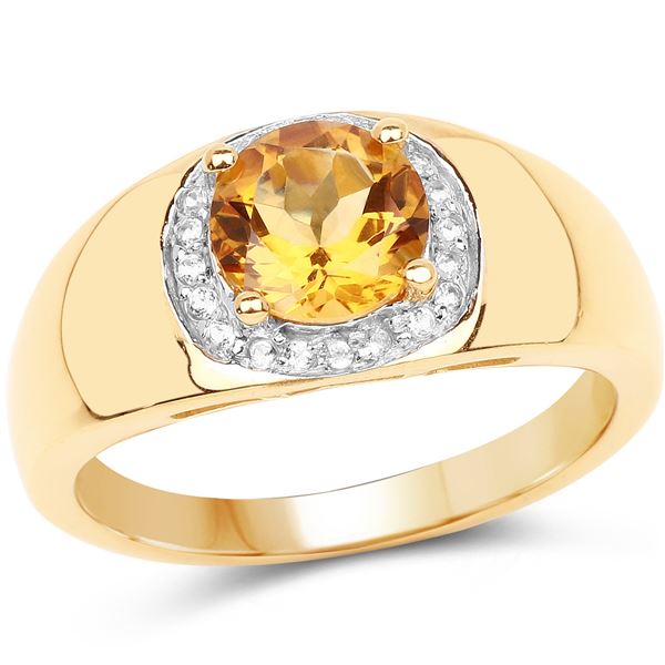 Plated 18KT Yellow Gold 1.20ct Citrine and Topaz Ring