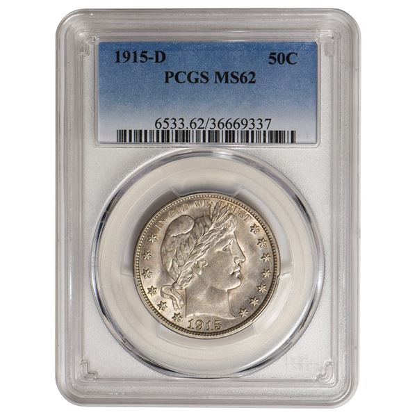 1915-D Barber Half Dollar PCGS MS62