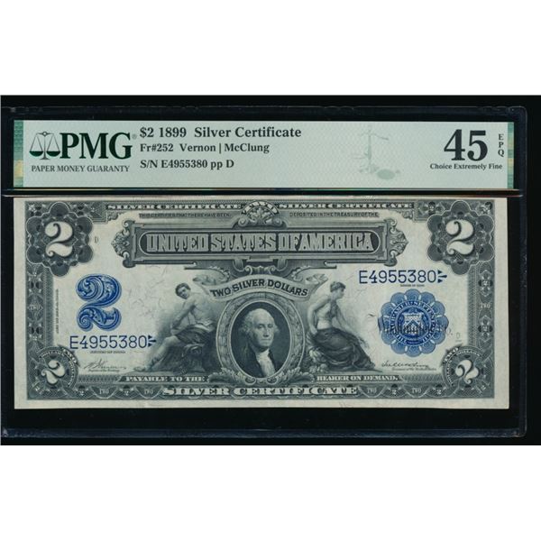 1899 $2 Mini Porthole Silver Certificate PMG 45EPQ