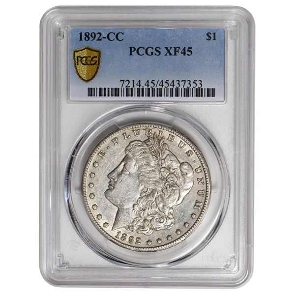 1892-CC $1 Morgan Silver Dollar PCGS XF45