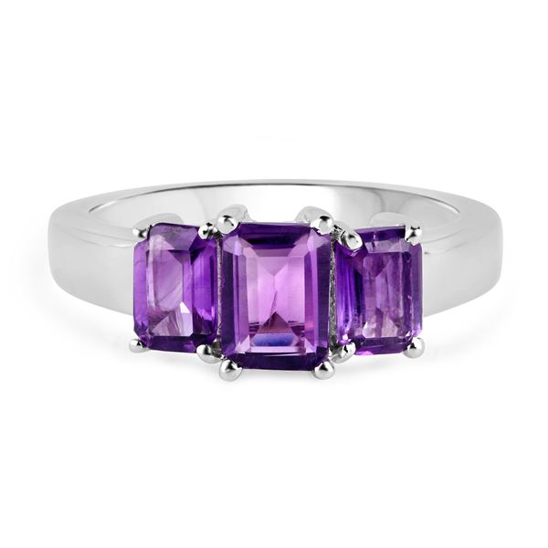 Plated Rhodium 1.95ctw Amethyst Ring