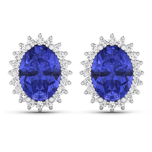 14KT White Gold 2.18ctw Tanzanite and Diamond Earrings