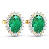 Image 4 : 14KT Yellow Gold 2.00ctw Emerald and Diamond Earrings