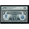 Image 1 : 1899 $2 Mini Porthole Silver Certificate PMG 64