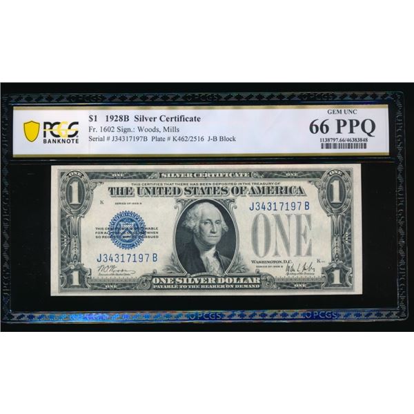 1928B $1 Silver Certificate PMG 66EPQ