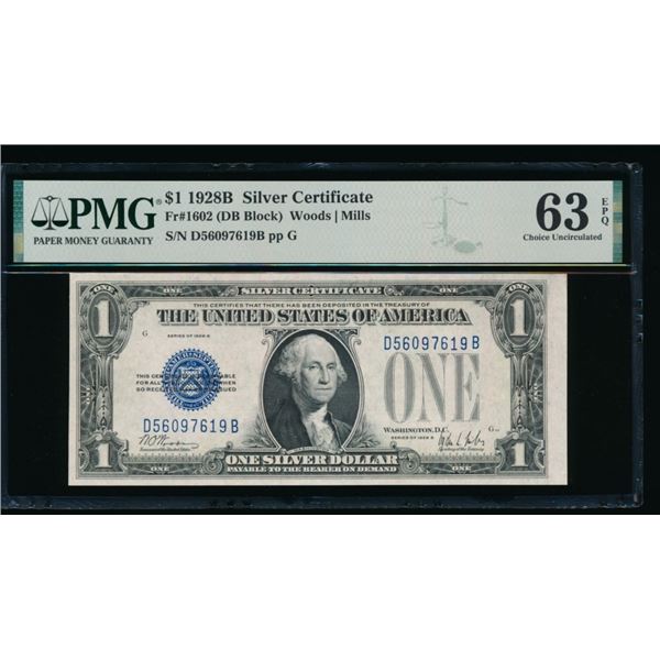 1928B $1 Silver Certificate PMG 63EPQ