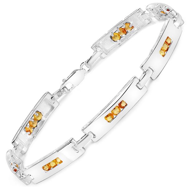 Rhodium Plated 2.52ctw Yellow Sapphire Bracelet