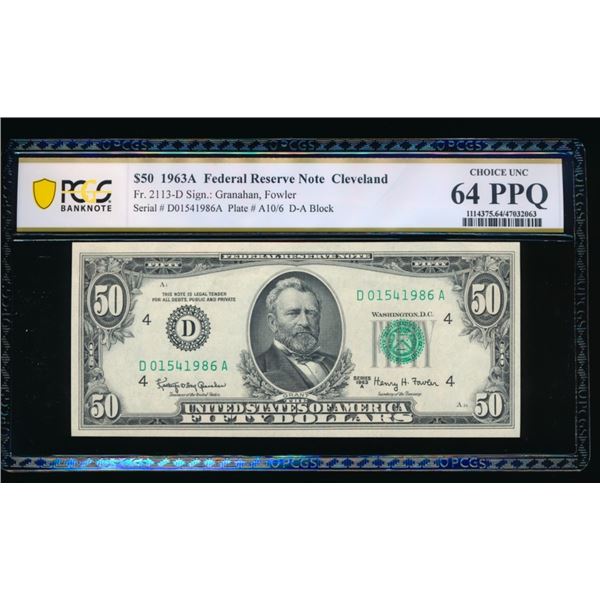 1963A $50 Cleveland FRN PCGS 64PPQ