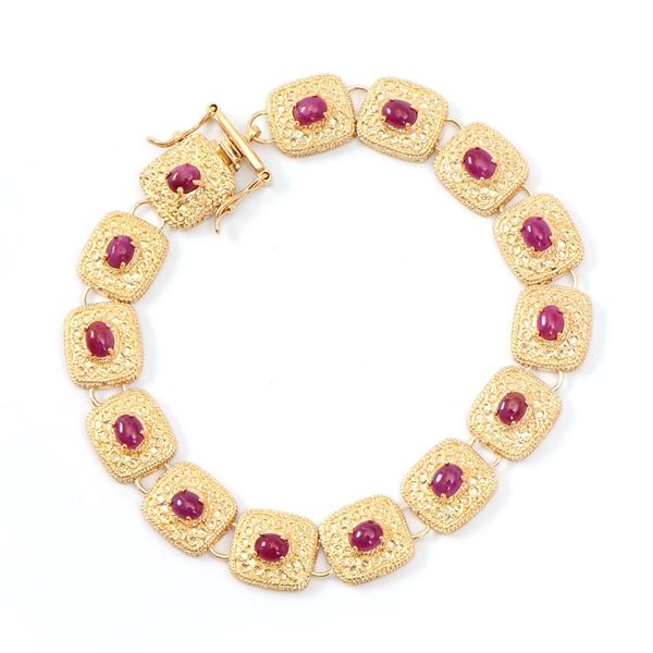 Plated 18KT Yellow Gold 8.00ctw Ruby Bracelet