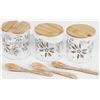 Image 1 : SMALL GLASS CANISTERS W/ BAMBOO LIDS & SPOONS