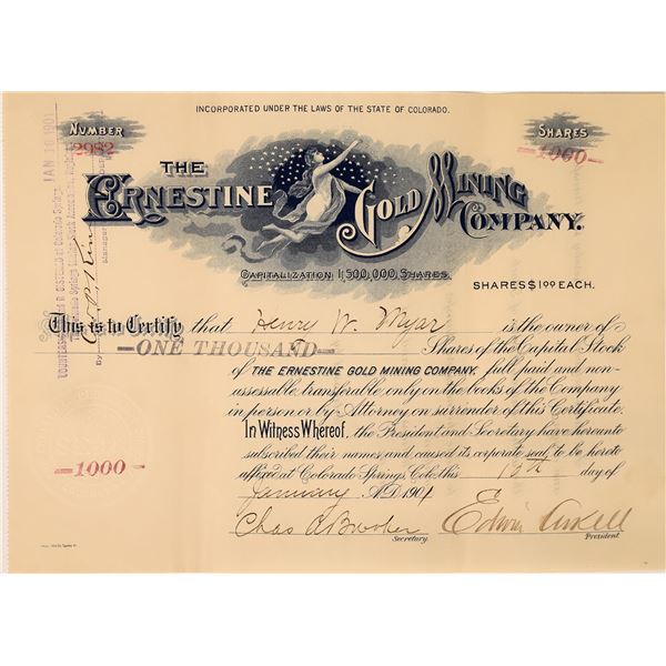 Ernestine Gold Mining Company Stock Certificate  [165326]