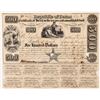 Image 1 : Republic of Texas Certificate of Stock, $500, 1840 [166999]