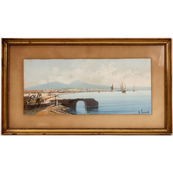 Bay of Naples Watercolor, Framed [167516]