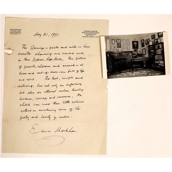 Personal Hand-Written Letter by Edwin Markham Poet [132848]