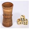 Image 1 : Wood Dice Cup and 3 Old Bone Dice [167635]