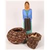 Image 1 : Mexican Lady Carving and 2 Baskets [164953]