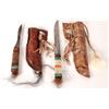 Image 2 : Pair of Painted Hide Reservation Knife Sheaths with Knives [167383]
