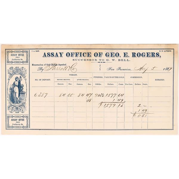 Assay Office of Geo. E. Rodgers Memorandum of Gold Bullion [166949]