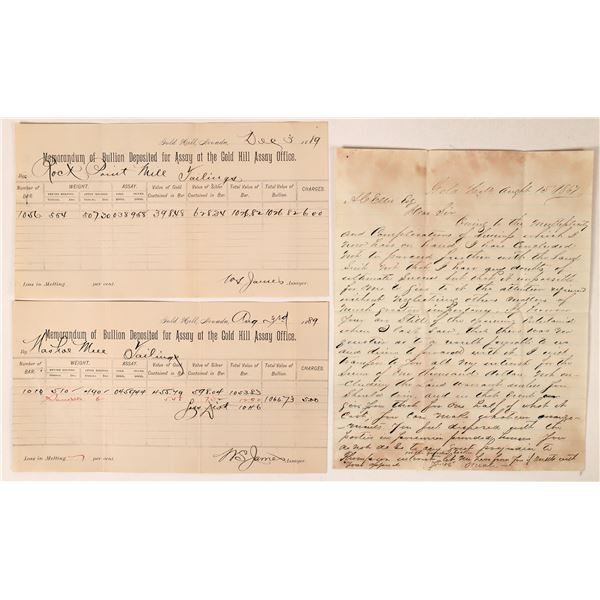Gold Hill Ephemera: Assay & Letter  [166236]