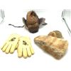 Image 1 : Muskrat Fur Gloves, Leather Doe Skin Gloves and Muskrat Fur Trapper Hat, Men's Size Large