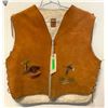 Image 1 : Hand Painted Suede Winter Zipped Vest, Men's Size Large