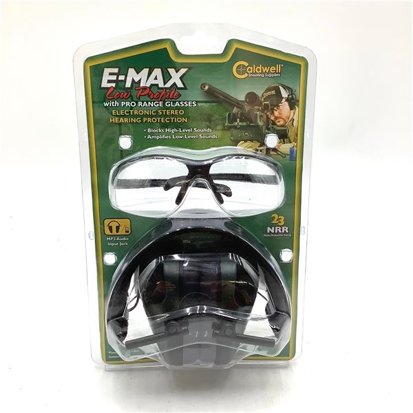 Caldwell E-Max Low Profile 23 dB Noise Reduction Rating with MP3 Jack and Pro Range Glasses, New