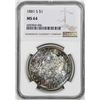 Image 1 : 1881 $1 Morgan Silver Dollar Coin NGC MS64 Nice Toning