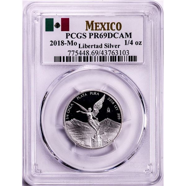 2018-Mo Mexico Proof 1/4 oz Silver Libertad Coin PCGS PR69DCAM