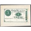 Image 1 : January 1, 1863 Five Cents Corisca, Pennsylvania Obsolete Scrip Note