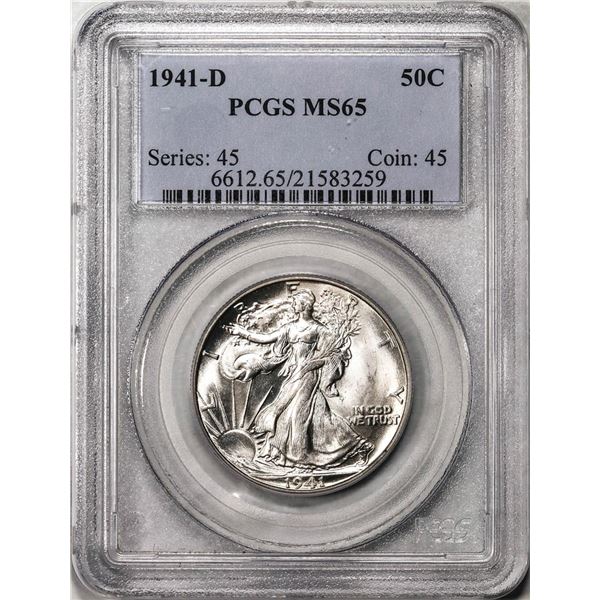 1941-D Walking Liberty Half Dollar Coin PCGS MS65