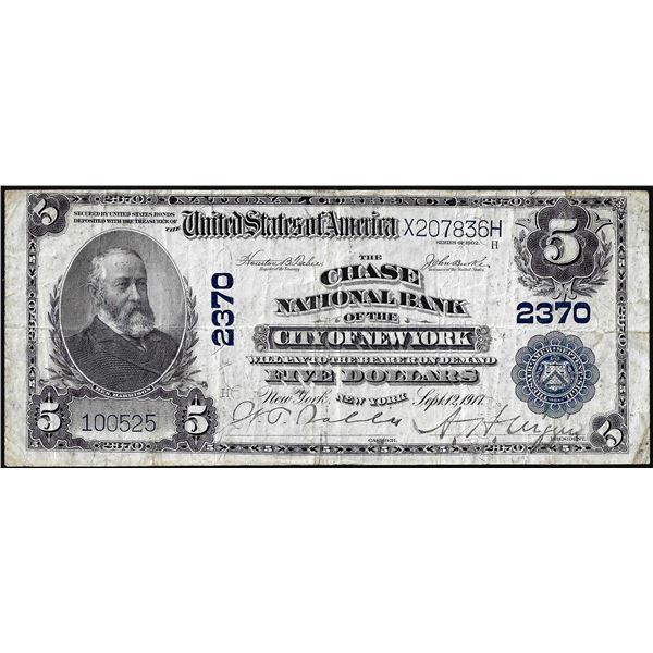 1902PB $5 Chase National Bank of the City of New York, NY CH# 2370 National Note