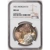 Image 1 : 1921 $1 Morgan Silver Dollar Coin NGC MS64 Amazing Toning