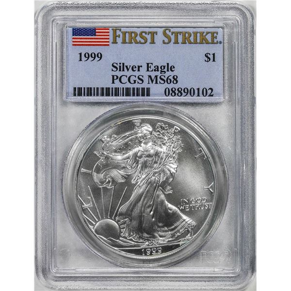 1999 $1 American Silver Eagle Coin PCGS MS68 First Strikes