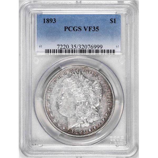 1893 $1 Morgan Silver Dollar Coin PCGS VF35