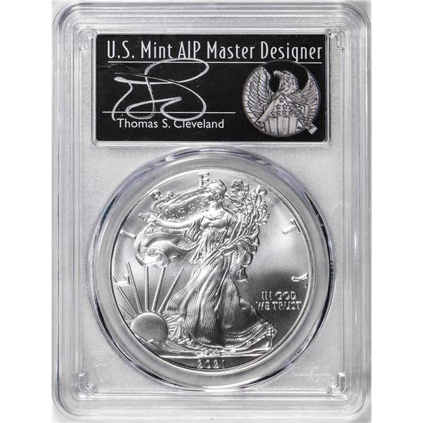 2021-(W) Type 1 $1 American Silver Eagle Coin PCGS MS70 Cleveland Signature FDOI