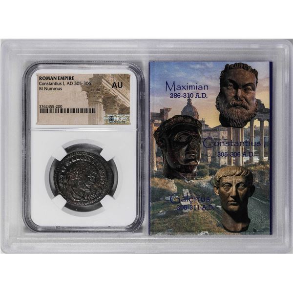 Roman Empire Constantius I 305-306 AD BI Nummus Ancient Coin NGC Ch AU Story Box