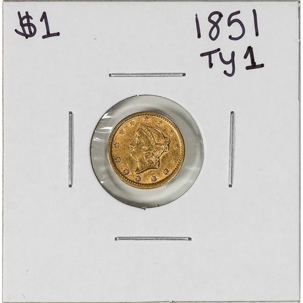 1851 Type 1 $1 Liberty Head Gold Dollar Coin