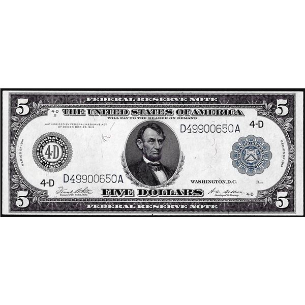 1914 $5 Federal Reserve Note Cleveland