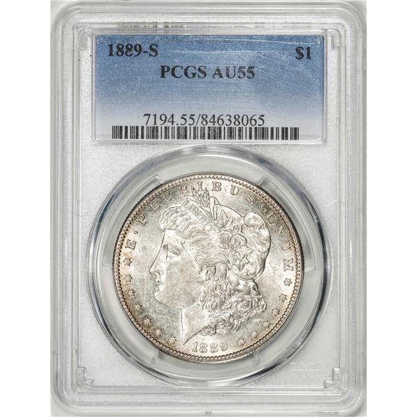 1889-S $1 Morgan Silver Dollar Coin PCGS AU55