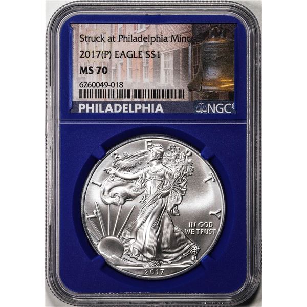 2017(P) $1 American Silver Eagle Coin NGC MS70 Struck at Philadelphia